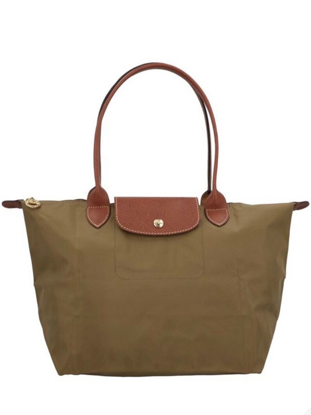 Longchamp Le Pliage Large Long Handle Tote, Olive Green